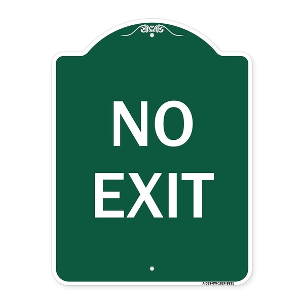 Signmission Designer Series Sign-No Exit, Green & White Heavy-Gauge Aluminum Sign, 18" L, 24" H, GW-1824-9831 A-DES-GW-1824-9831 - main